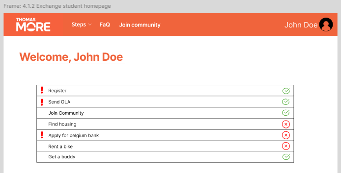 Screenshot of International Student Registration Portal design in Figma